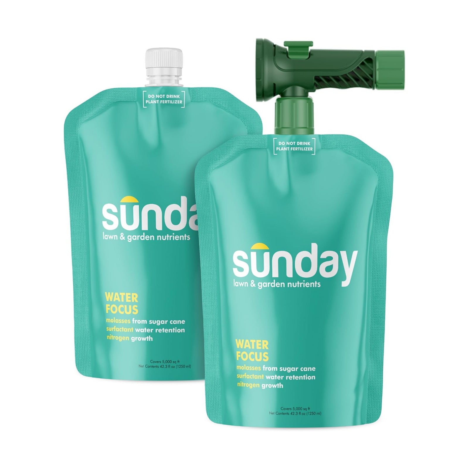 Sunday Water Focus - Liquid Lawn Fertilizer for Drought, 2 Pack + Sprayer | 18-0-3 formula with slow-release nitrogen &