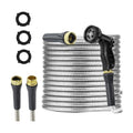Stainless Steel Garden Hose 50ft Heavy Duty Metal Water Hoses with 10 Function Water Hose Nozzles for Yard Outdoor