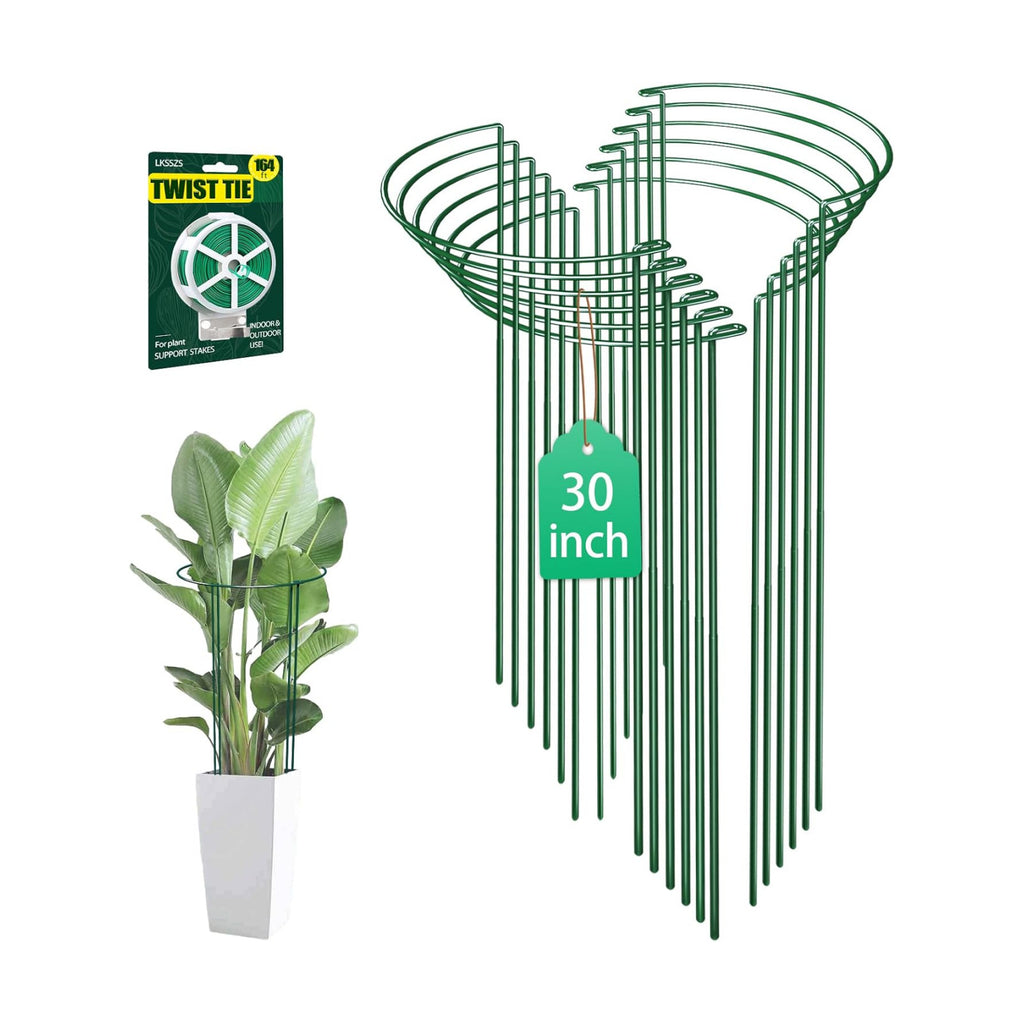 12 Pack 30 inch Plant Support Stakes, Heavy-Duty Half Round Peony Support, Garden Plant Stakes Cage for Outdoor Plants
