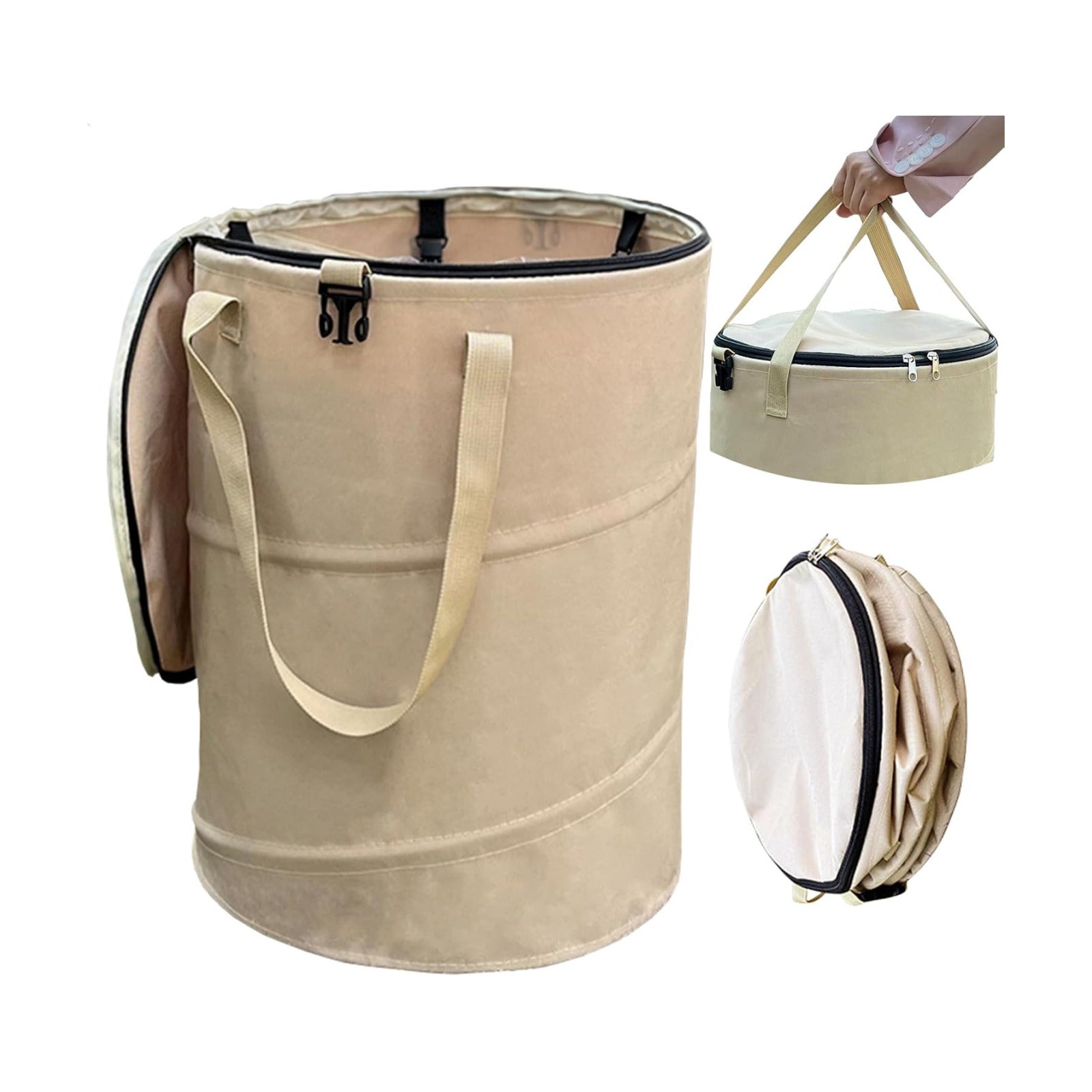 Pop up Camping Trash can with lid,Collapsible 24 Gallons Trash can with Sorting Clips,Garden Garbage Bag with Lid,Lawn