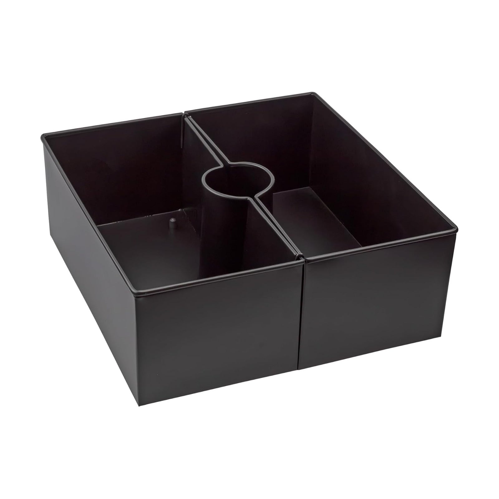 AuldHome Design Umbrella Planter for Patio Table (Black Square), w/Umbrella Hole, Enamelware Rectangular Planter Pots
