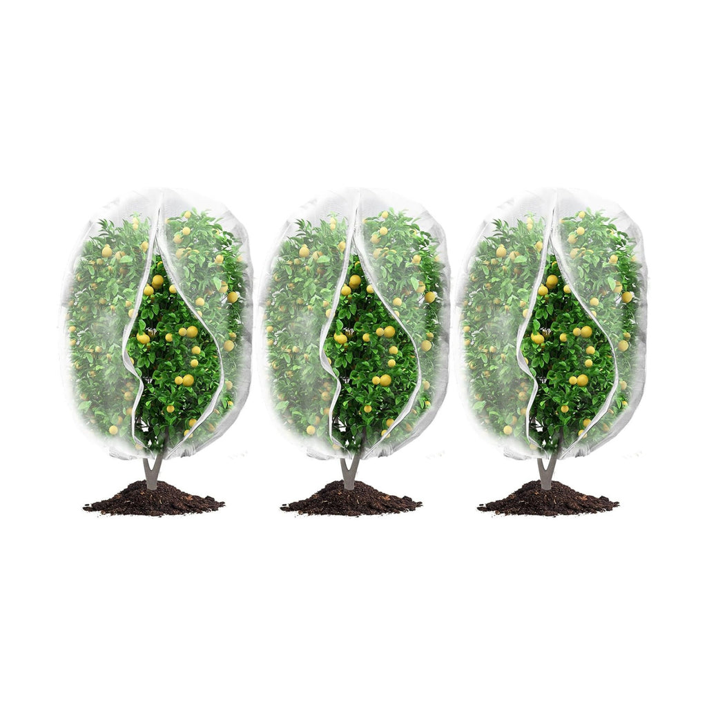 3Pcs Plant Covers from Insects, Bird Netting Barrier for Blueberry Bushes with Drawstring Zipper Mesh Garden Netting
