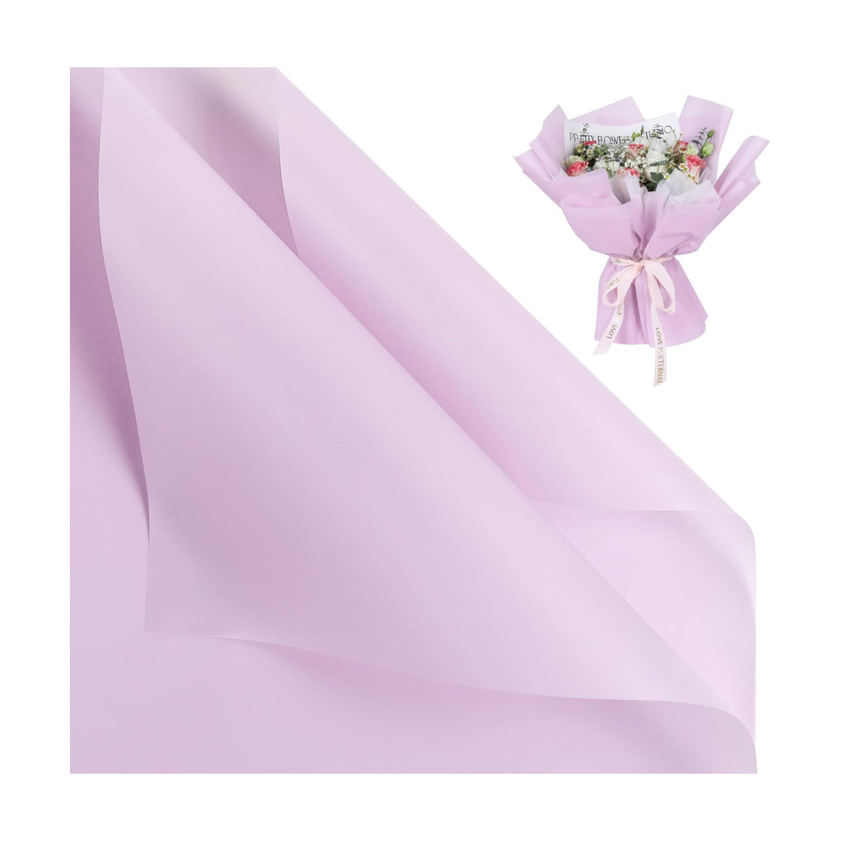 NESCCI 20 Sheet Flower Wrapping Paper (Misty Light Purple)