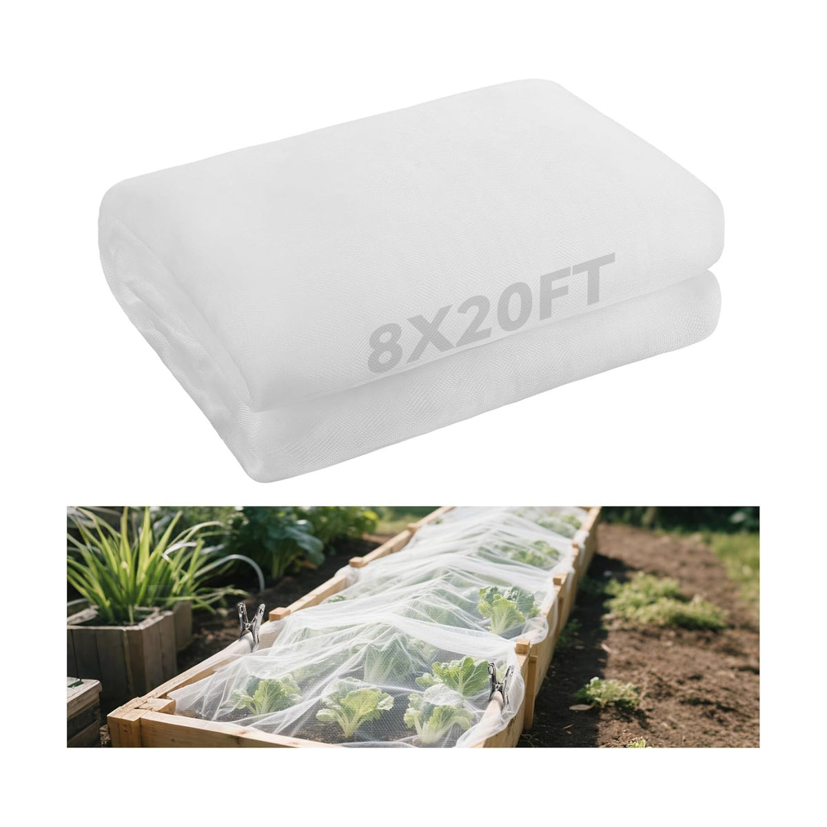 Alphatool 8x20ft Large Garden Netting, Ultra Fine Mesh Plant Covers