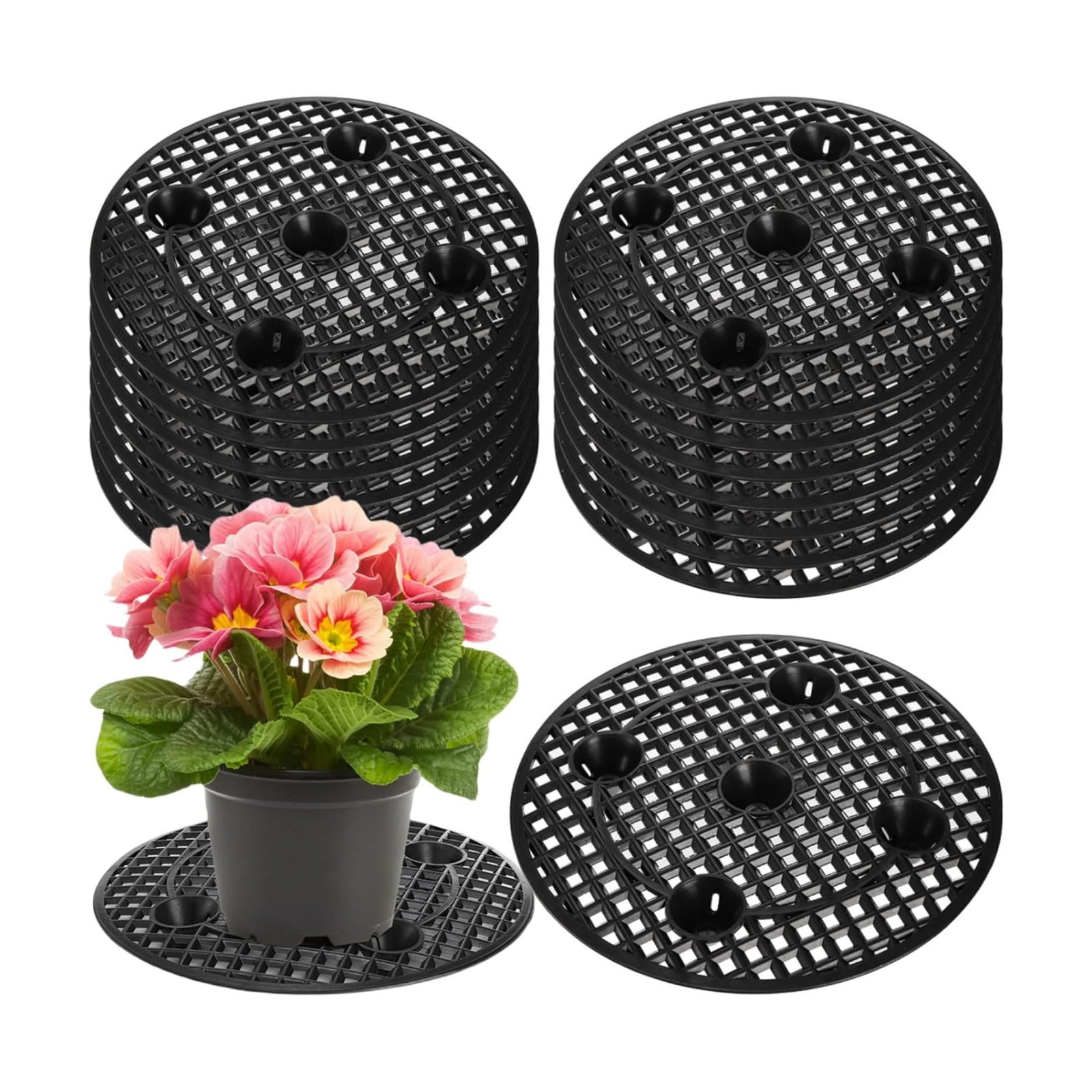 Tlence 15 PCS Plant Level Pot Elevator, 12 inch Plastic Potted Plant Stands, Large Patio Planter Riser Holder, Deck