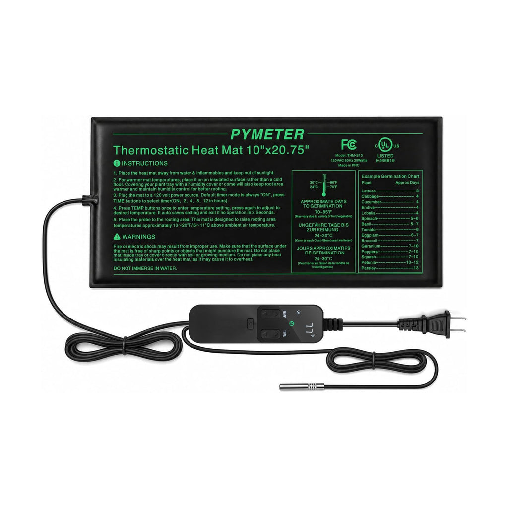 Seedling Heat Mat 10”x20.75” with PID Thermostat & Timer, Hydroponic Heating Pad for Seed Starting, Plant Germination