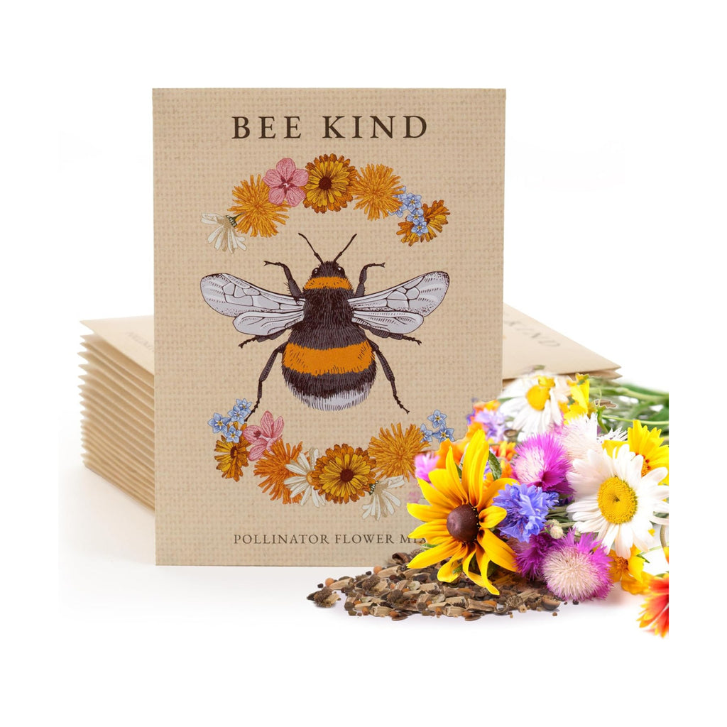 Bee Kind Pollinator | Beautiful Bee Art | Environmental Favors Cards for Guests Seed Packets | Pollinator Wildflower