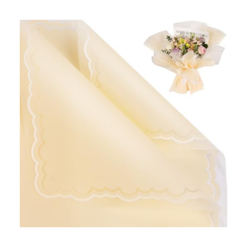 FUHITIM 20 Sheets Flower Wrapping Paper(Light Yellow)