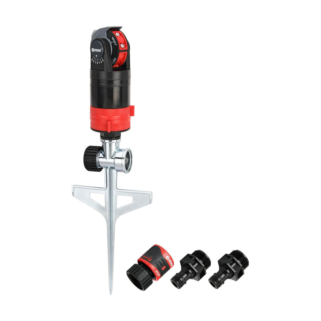 Eden 94143 Multi-Pattern Sprinkler Plus One-Direction Misting System with Metal Sprike Set; Gear Drive, Heavy Duty