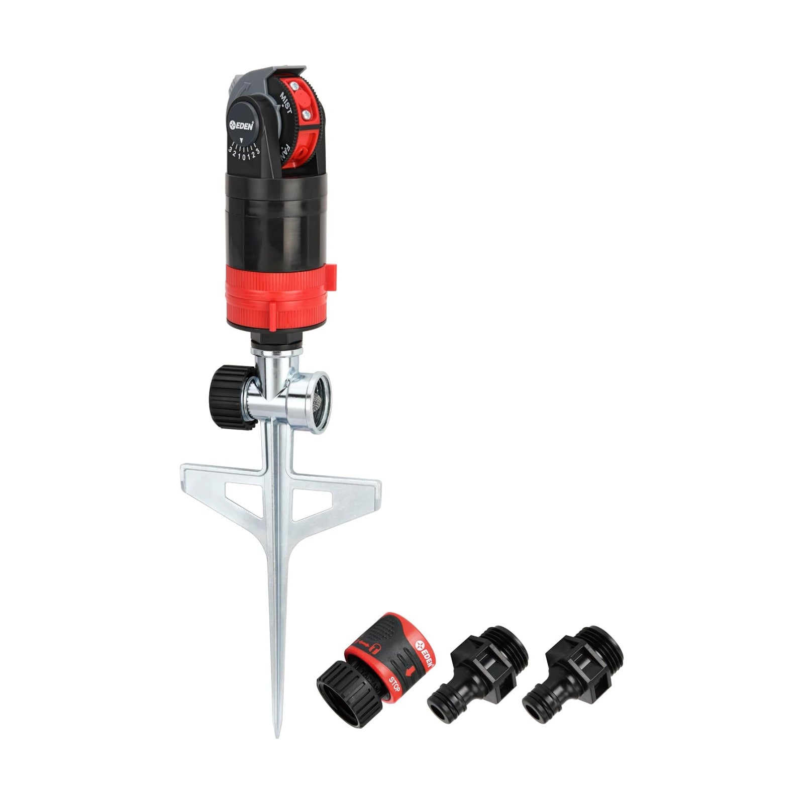 Eden 94143 Multi-Pattern Sprinkler Plus One-Direction Misting System with Metal Sprike Set; Gear Drive, Heavy Duty