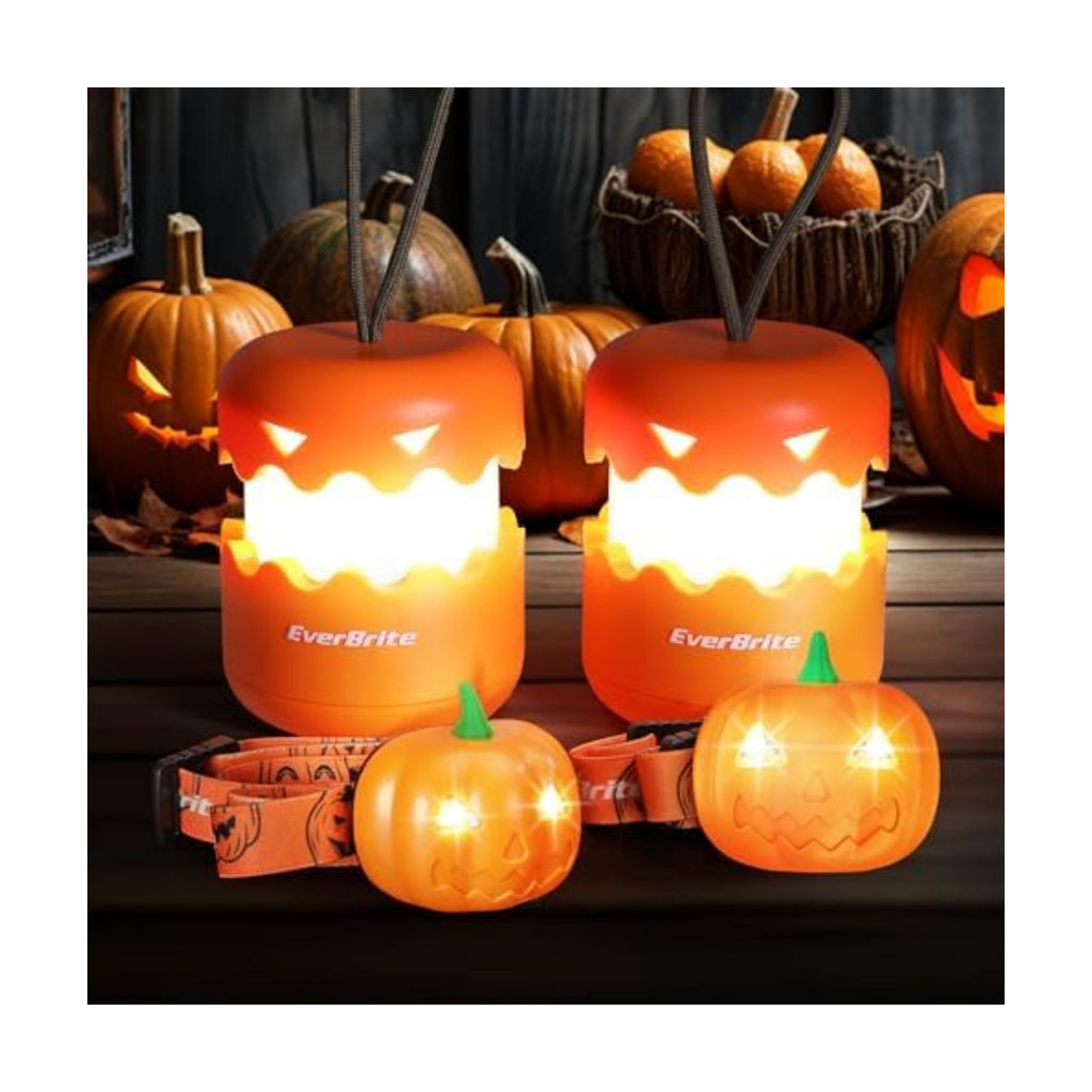 EverBrite Halloween Pumpkin Lantern and Headlamp Set (2 Pack of Each)