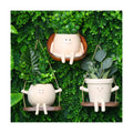 Nuogo 3 Pack Hanging Swing Chair Planter Pots Cute Wall Hanging Planter Pot Swing Face Pot with Drainage Holes Head