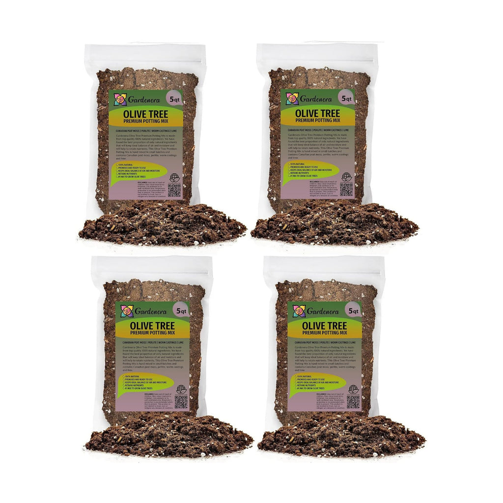 Premium Potting Mix for Olive Trees by Gardenera - 20 Quart - Promotes Strong Roots and Abundant Harvests (4 Bags of 5