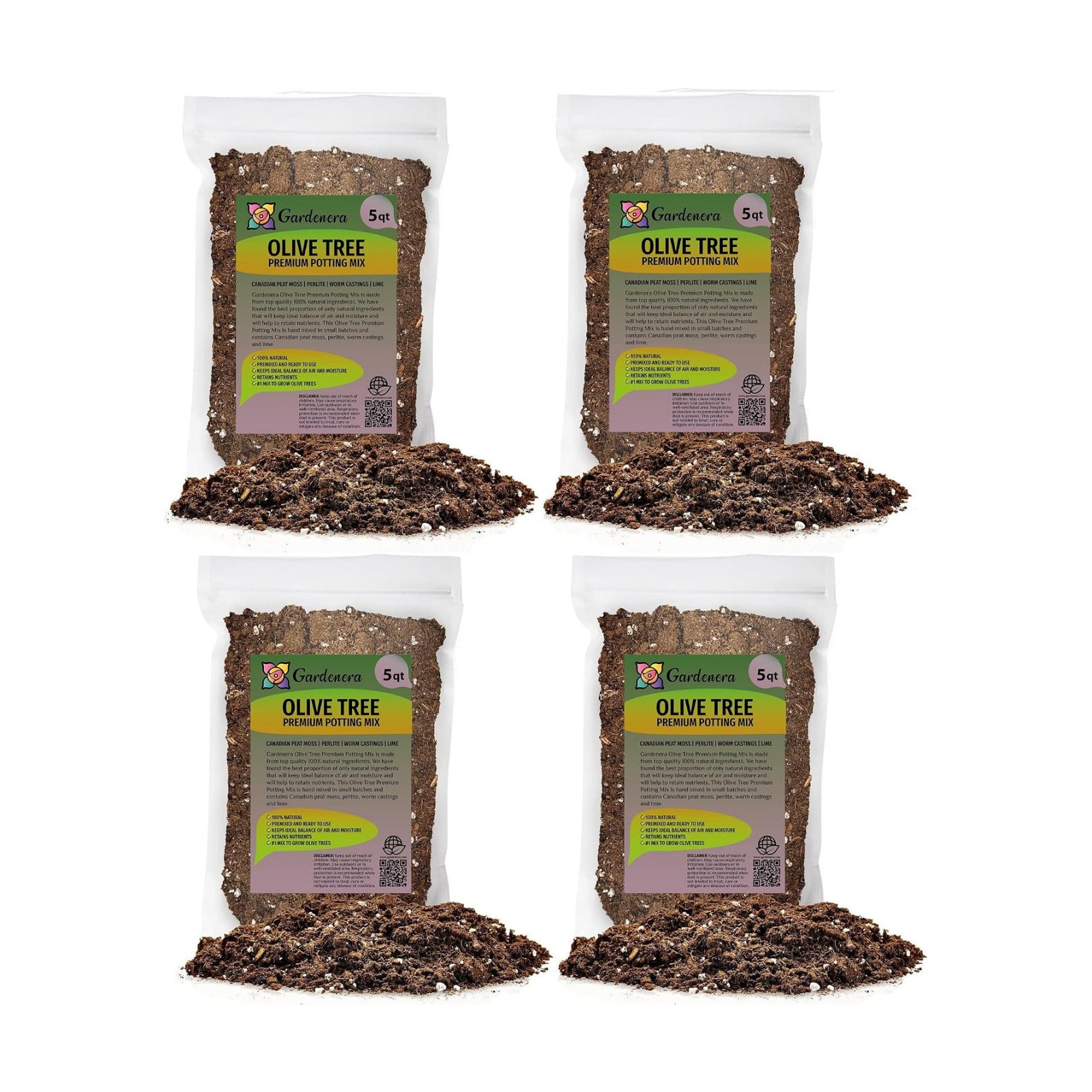 Premium Potting Mix for Olive Trees by Gardenera - 20 Quart - Promotes Strong Roots and Abundant Harvests (4 Bags of 5
