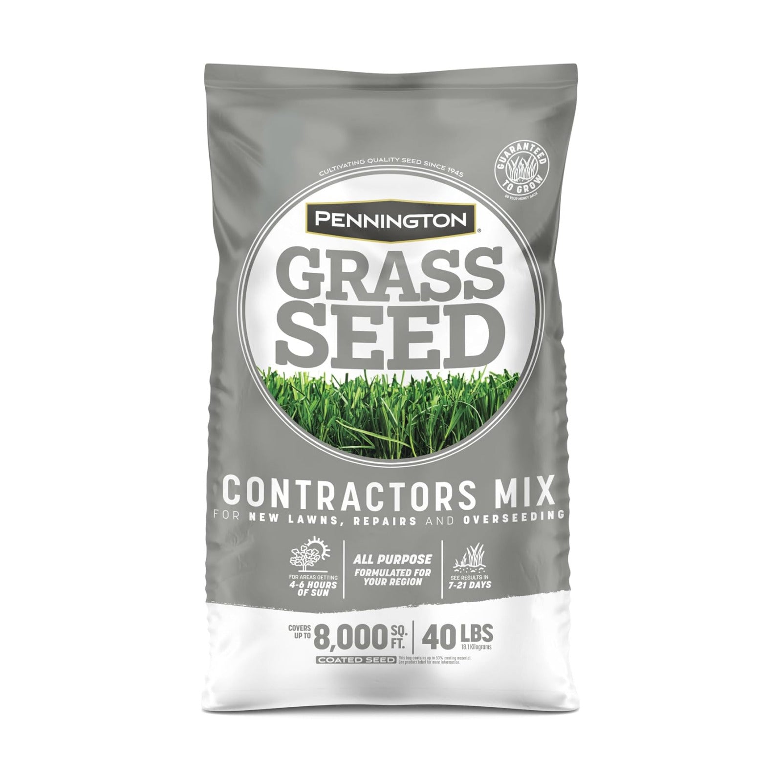 Pennington Contractors Grass Seed Mix Northern Mix 40 lb | Bulk grass seed for overseeding and lawn repair, covers up