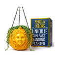 Fun & Unique Sun Face Hanging Planter Quirky Celestial Decor for Plant Lovers – Indoor Outdoor Flower Basket for