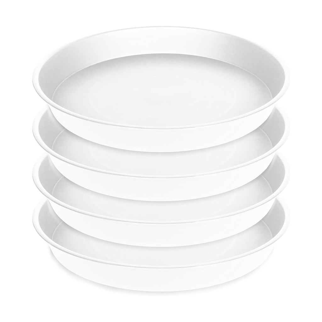4 Pack of 17 inch Plant Saucer, 2.3" Depth Tray, Large Deep Garden Plastic Flower Planter Plant Trays for Indoors Outdoor Bath Bath (17", Creamy White)