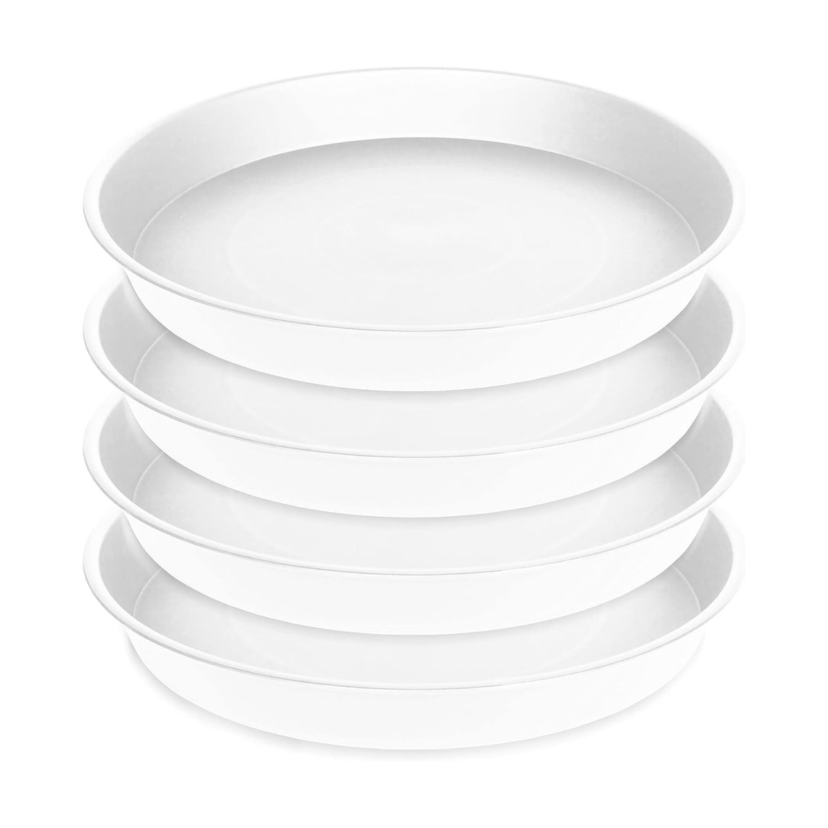 4 Pack of 17 inch Plant Saucer, 2.3" Depth Tray, Large Deep Garden Plastic Flower Planter Plant Trays for Indoors Outdoor Bath Bath (17", Creamy White)