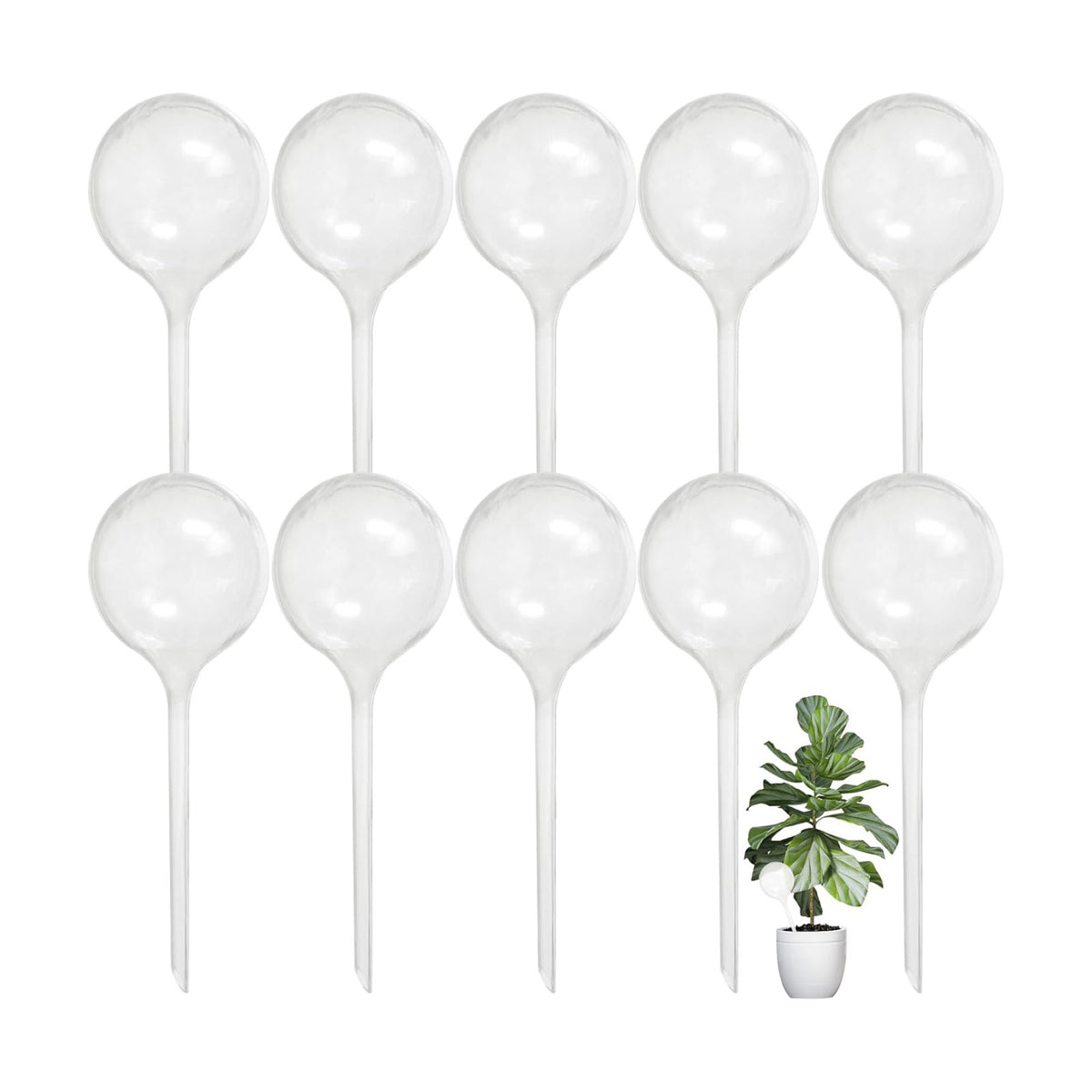 Jgalnim 10 PCS Large Clear Plastic Watering Globes,Plant Self-Watering Bulbs,Flower Automatic Water Device,Garden Waterer for Plant Indoor Outdoor Plants Flowers