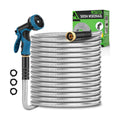 Kebose Garden Hose 100FT, Stainless Steel Hose with 10 Functional Nozzles | No Kink Metal Water Hose, Lightweight and
