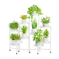 iDavosic.ly Plant Stand Indoor Outdoor, 10 Tier Metal Corner Shelf, White | Tiered Flower Display Holder, Folding Multi