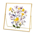 REDHUGO Double Glass Frame for Pressed Flowers, Square, Gold, 10x10 Inches