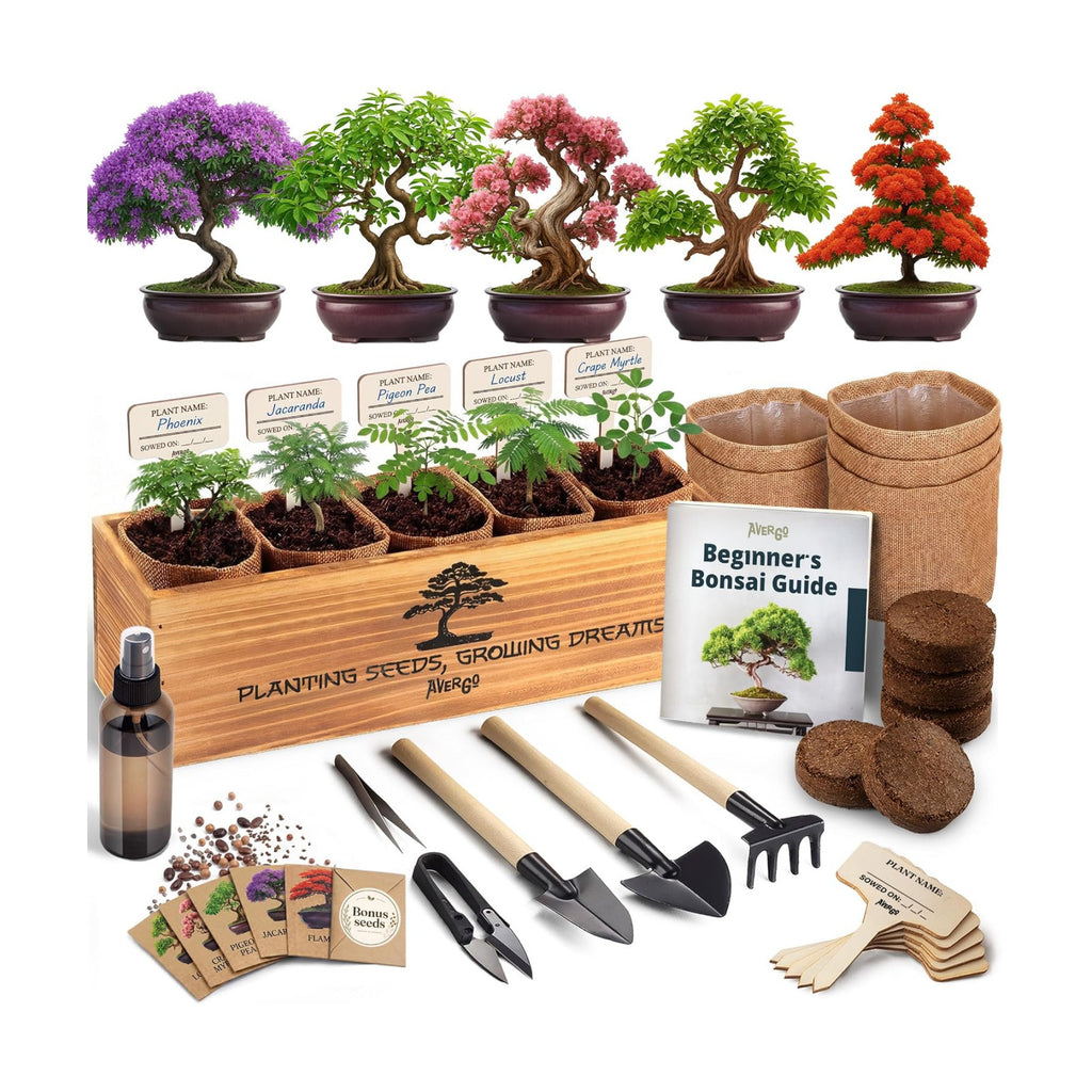 Bonsai Tree Kit Deluxe - Growing 5 Unique Japanese Bonzai Trees | Complete Indoor Bonsai Starter Kits for Growing Trees