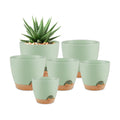 QRRICA Plant Pots 8/7/6.5/6/5.5/5 Inch Self Watering Pots, Set of 6 Plastic Planters with Drainage Holes and