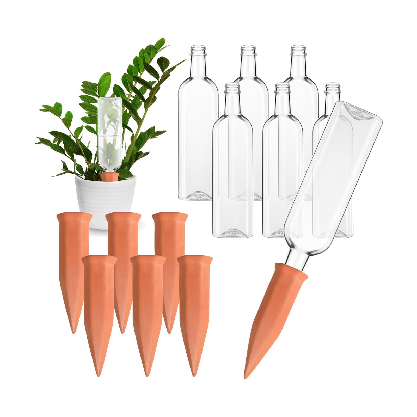 12 Pcs 34oz Plant Watering Devices Include Terracotta Self Watering Spikes with 1000ml Plastic Bottles Slow Release