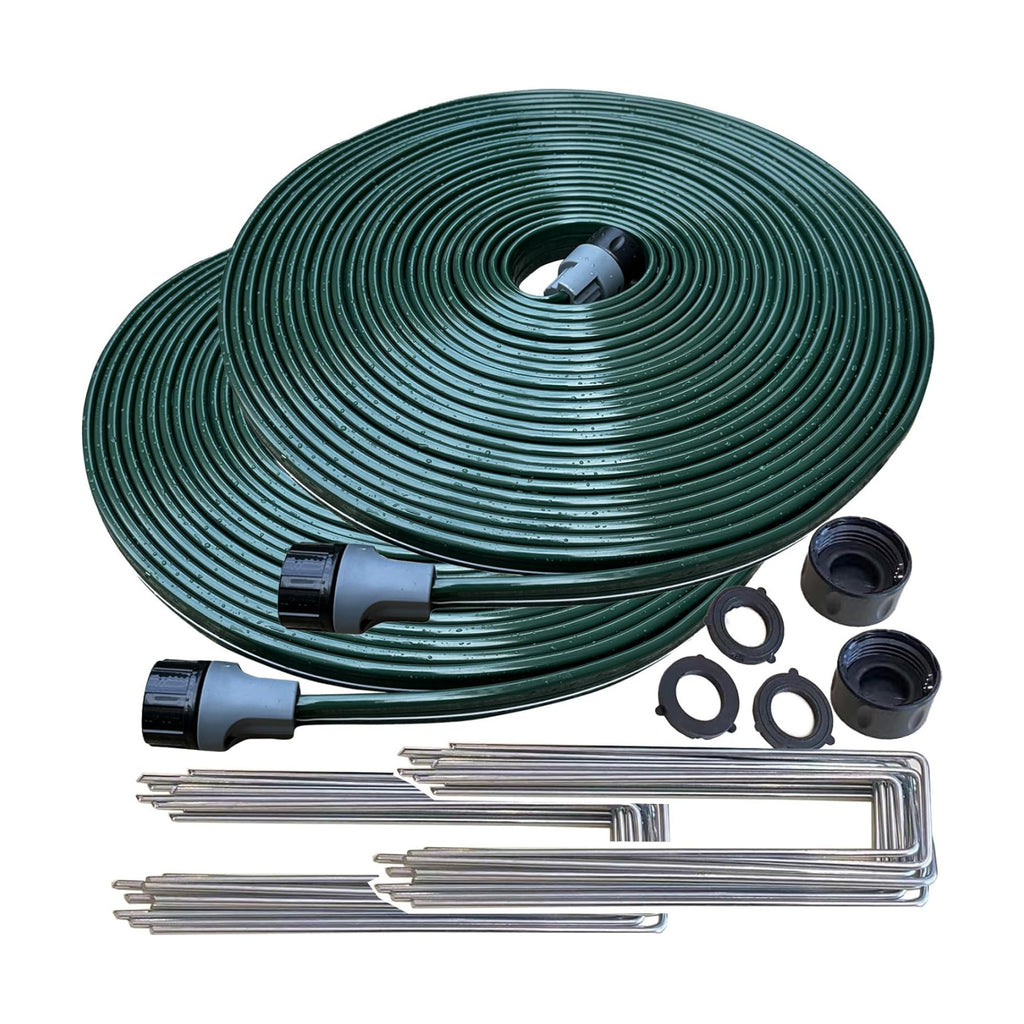 Watoo 2026 Sprinkler Hose & Soaker Hose for Yard - 150 FT Reinforced Flat Garden Hose with Holes, Heavy Duty No-Kink