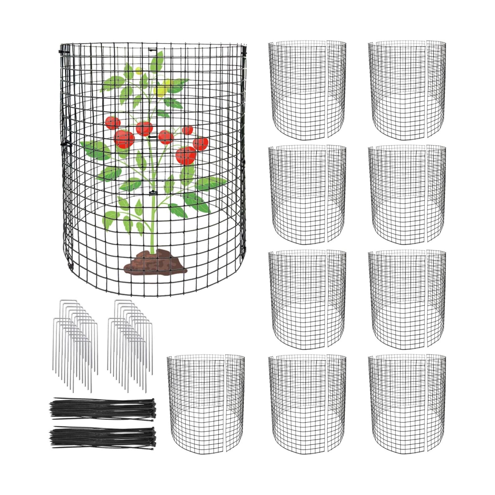 30Pcs Round Plant Protector from Animals, 10 Pack 12'' x 12'' Reusable Metal Plant Cages, Wire Mesh Garden Cloches to