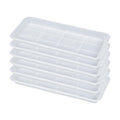 VUWEZ 6 Pack Plastic Plant Saucer, Rectangular, Indoors Outdoor, Drip Tray for Flower Pot, Windowsill (6 X 11 Inch, Clear)