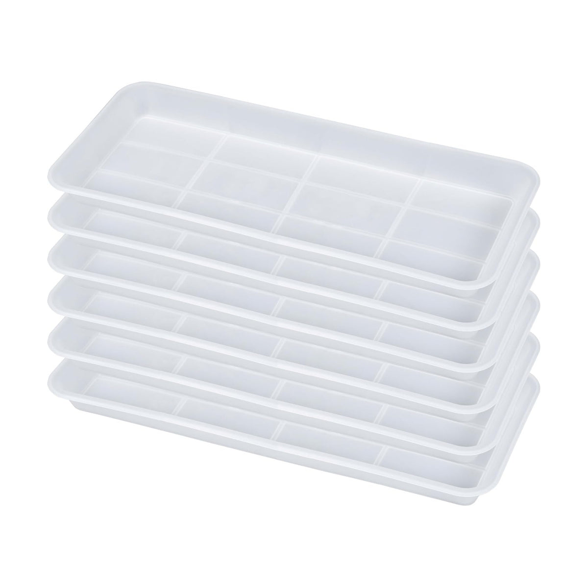VUWEZ 6 Pack Plastic Plant Saucer, Rectangular, Indoors Outdoor, Drip Tray for Flower Pot, Windowsill (6 X 11 Inch, Clear)