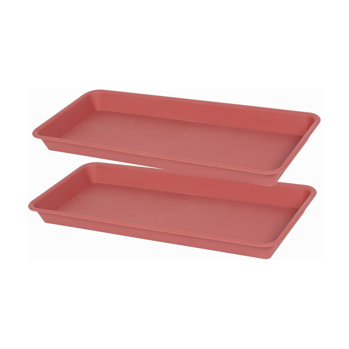 VUWEZ 2 Pack of Plastic Plant Tray Saucer Rectangular, Plant Trays Saucers for Indoors Outdoor, Plant Drip Tray for Flower Pot Planter, Windowsill Plant Tray (6 X 11 Inch, Terracotta)
