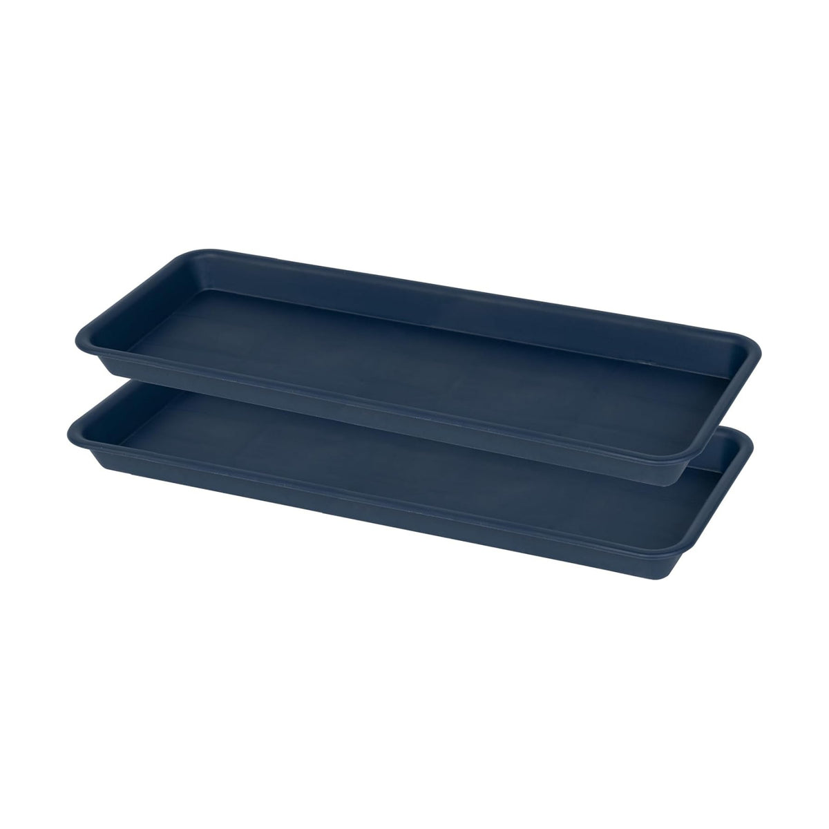 VUWEZ 2 Pack Plastic Plant Saucer, Rectangular, Indoors Outdoor, Drip Tray for Flower Pot, Windowsill (6 X 11 Inch, Blue)