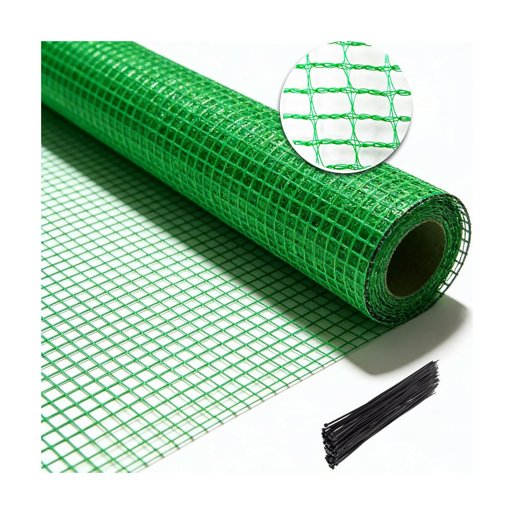 Garden Fence 4 x 100 FT,0.4" Mesh Plastic Fencing,50PCS Zip Ties | Deer Fence Temporary Fence Snow Fence Safety