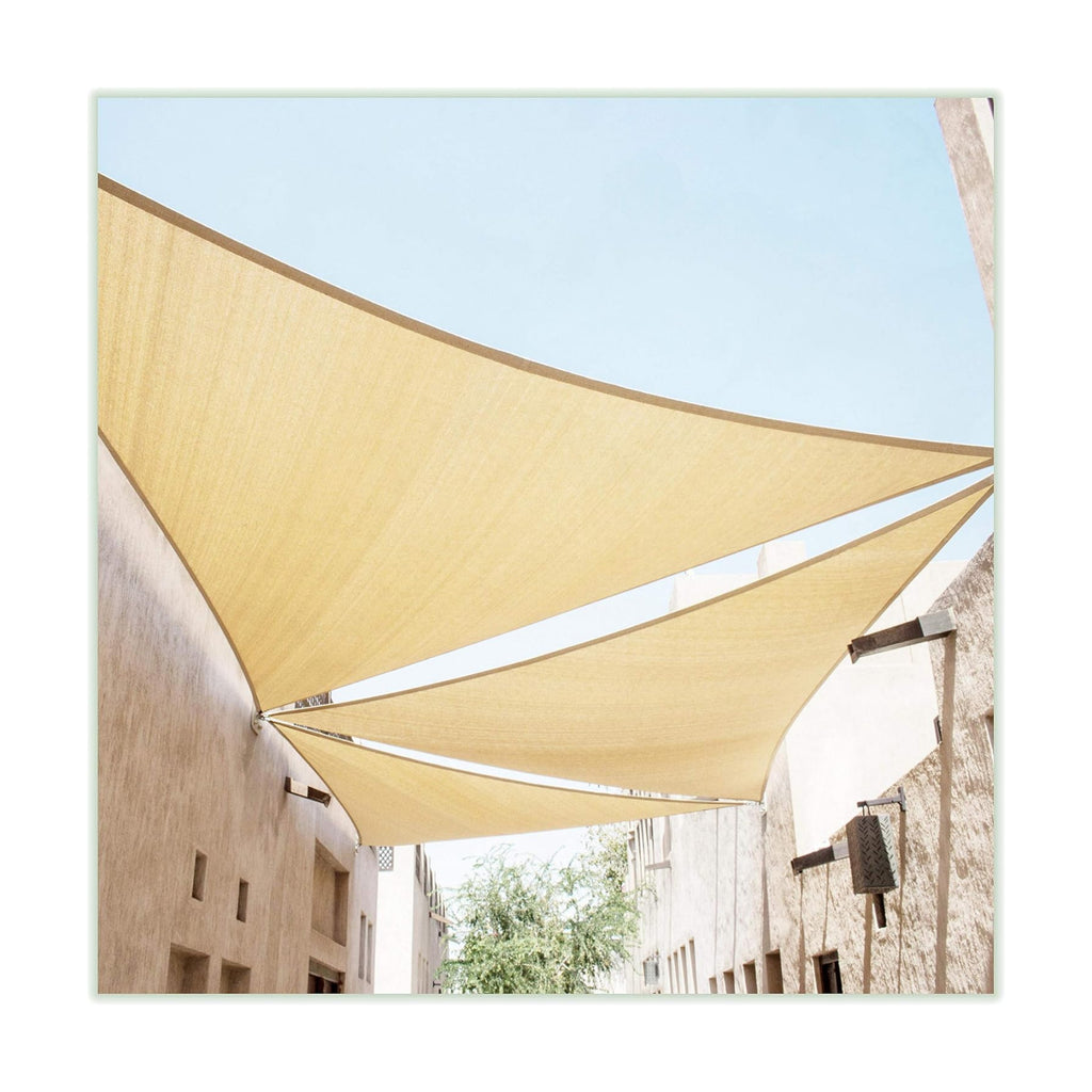 Colourtree 16' x 16' x 22' Beige Sun Shade Sail Right Triangle Canopy - UV Block UPF50, Water Permeable, Heavy Duty