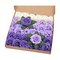 BLEUM CADE 36Pcs Artificial Flowers Fake Foam Roses with Stems for Wedding