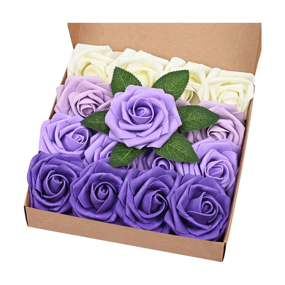 BLEUM CADE 16Pcs Artificial Flowers Fake Foam Roses with Stems for Wedding