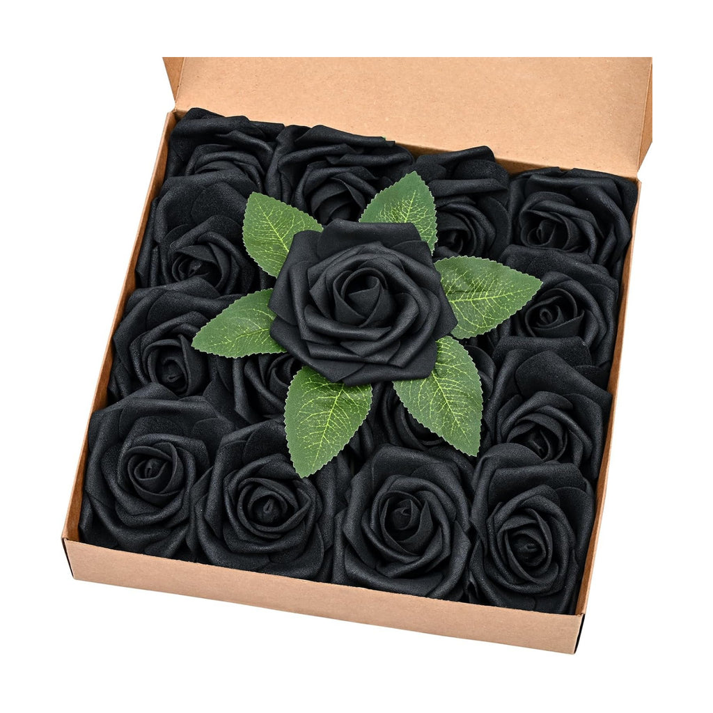 BLEUM CADE 16Pcs Artificial Flowers Fake Foam Roses with Stems for Wedding