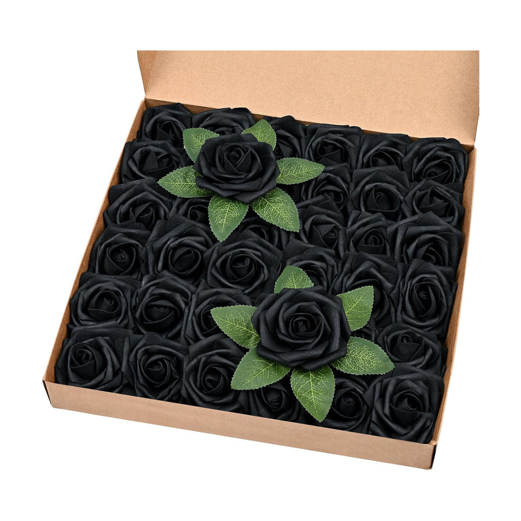 BLEUM CADE 36Pcs Artificial Flowers Fake Foam Roses with Stems for Wedding