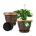 Fodetyff 10 Inch Flower Pots Planters for Indoor Outdoor Plants, 3 Pack Plastic Large Plant Pots with Drainage Hole &
