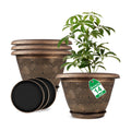 Fodetyff 14 Inch Large Planter Pot for Plants Indoor Outdoor, 4 Pack Plastic Flower Pots with Drainage Hole & Tray