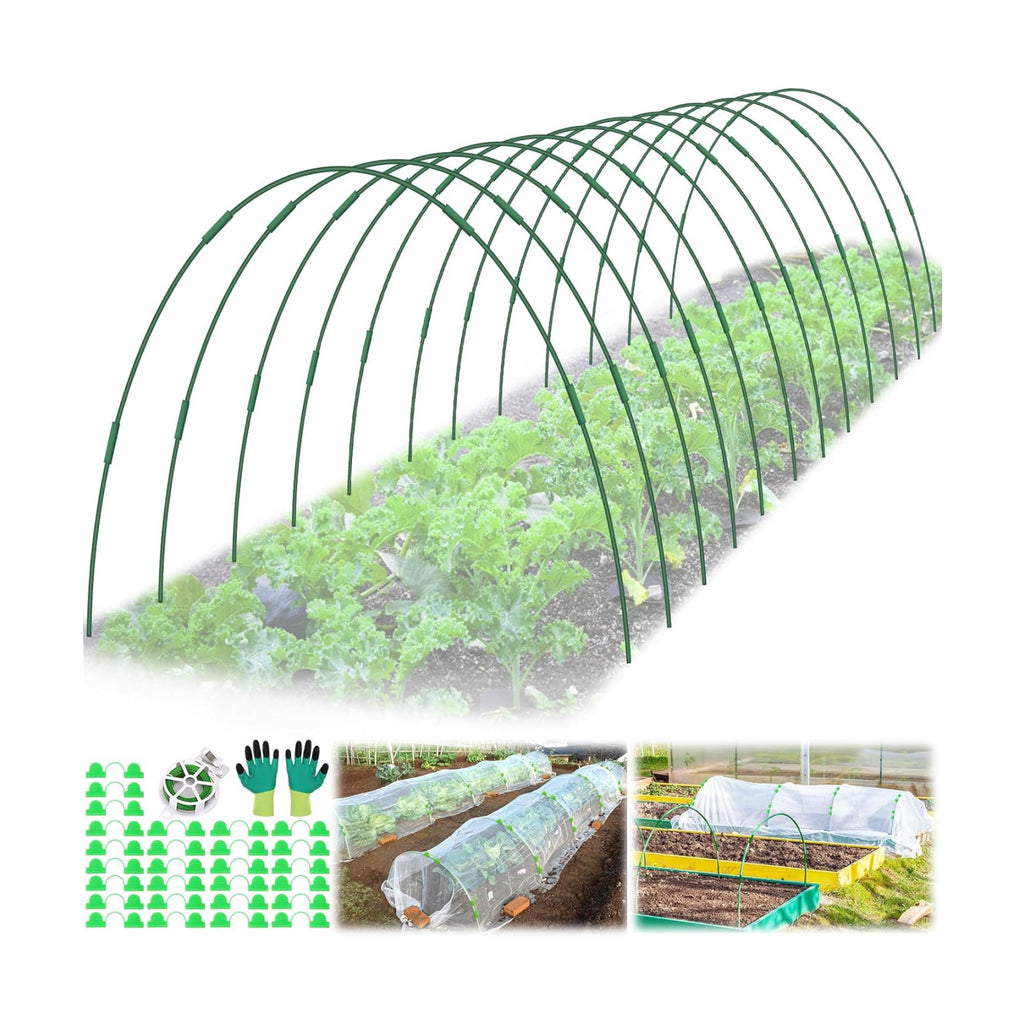 60 Pcs Garden Hoops for Raised Beds, 12 Sets Greenhouse Hoops Grow Tunnel Rust-Free Fiberglass Hoop House Kit, Plant