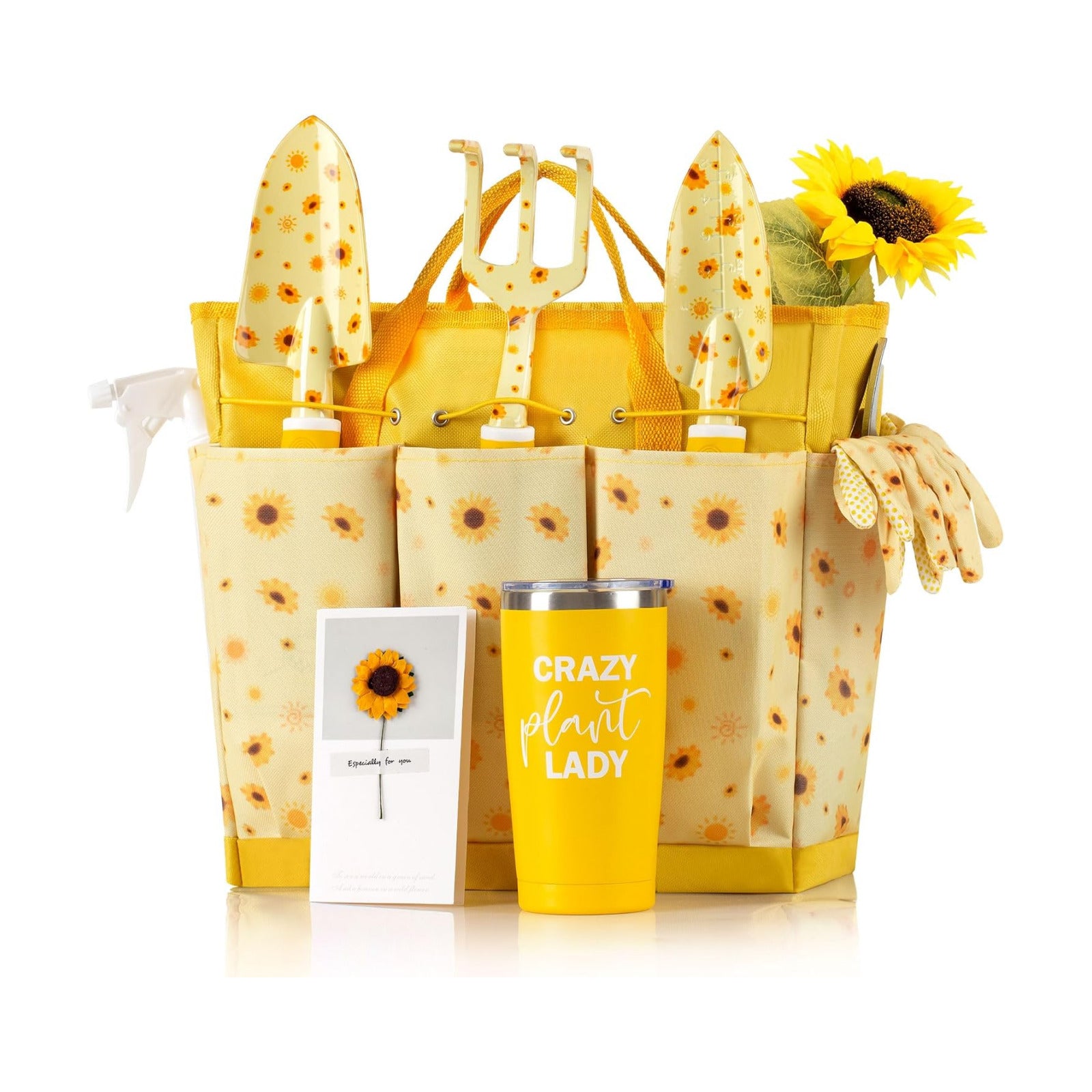 Sunflower Gardening Gifts for Women, Garden Tool Set, Heavy Duty Gardening Hand Tools with Garden Tool Bag,Yellow