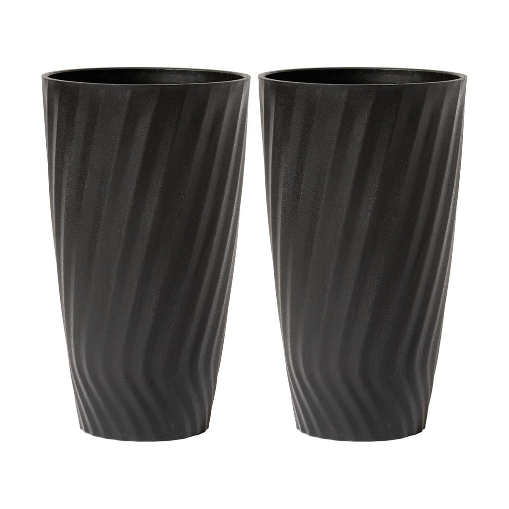 La Jolie Maison 24 Inch Tall Planters, Large Decorative Plant Pots Set of 2 | Tall Black Planter for Indoor and Outdoor