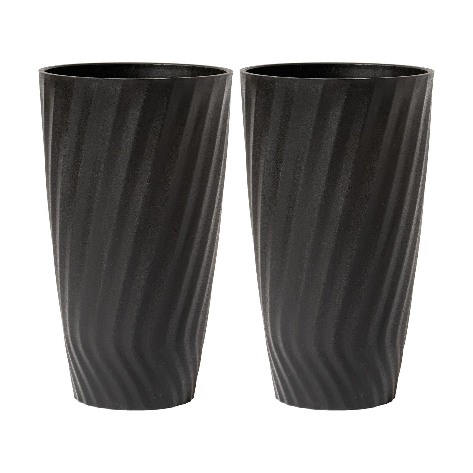 La Jolie Maison 24 Inch Tall Planters, Large Decorative Plant Pots Set of 2 | Tall Black Planter for Indoor and Outdoor