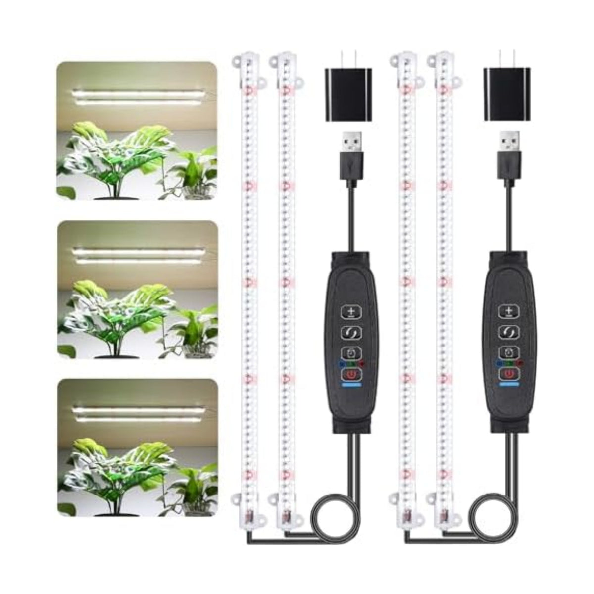 LED Grow Light Strips for Indoor Plants, 16‘’ Full Spectrum 240 LEDs with 4 Install Methods, 6/12/16H Timer, 10 Dimmable Levels, 3 Switch Modes for Seedling Succulent Sunlike Strip (2 Head 2 Pack)