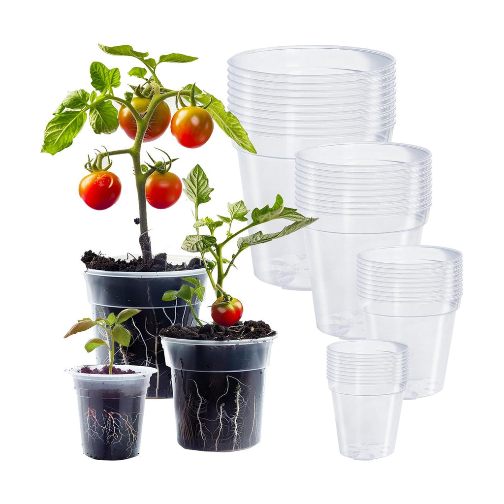Hourleey 36 Pack 4/5/6/7 Inch Clear Nursery Pots for Plants, Plant Pots with Drainage Holes, Transparent Seedling Pots for Seed Starters Planter Flower