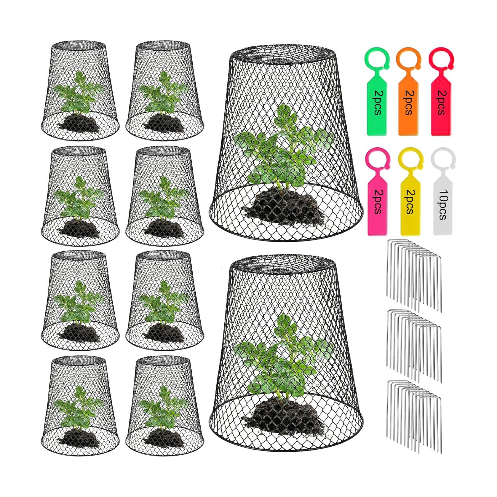 10 Pack 9.13"×9.13" Chicken Wire Cloche Plant Covers - Garden Plant Cloche Metal Heavy Duty Plant Protectors from